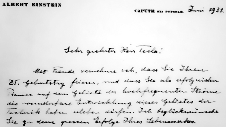 ¿Qué dice la curiosa carta que envió Einstein a Tesla?