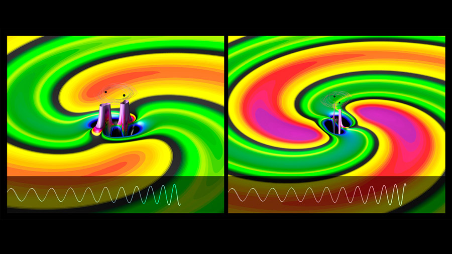 El choque de dos agujeros negros y la generación de ondas gravitacionales, paso a paso