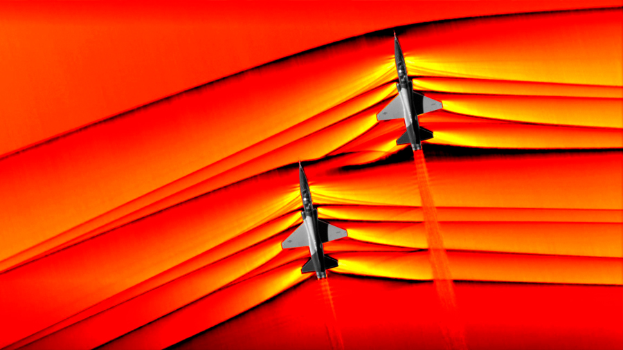 La NASA capta la interacción de ondas de choque de reactores en vuelo
