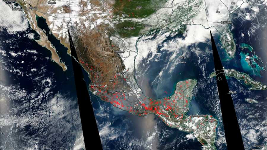 Así se ven los incendios en México, difunde la NASA