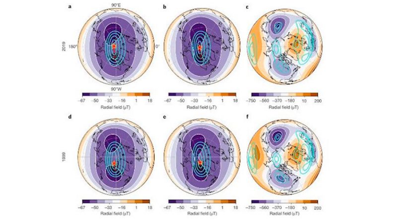 Logran explicación a la veloz deriva hacia Siberia del polo norte magnético