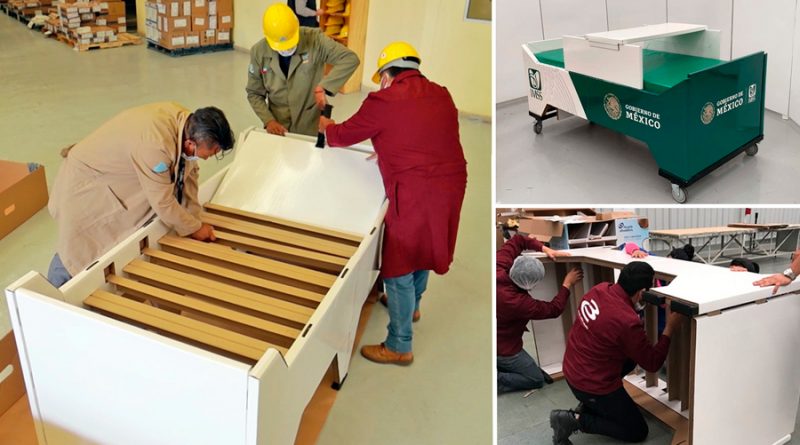 Crean mexicanos camas de cartón para pacientes con Covid-19