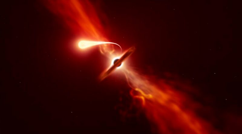 Captan en detalle a un agujero negro succionando una estrella cercana