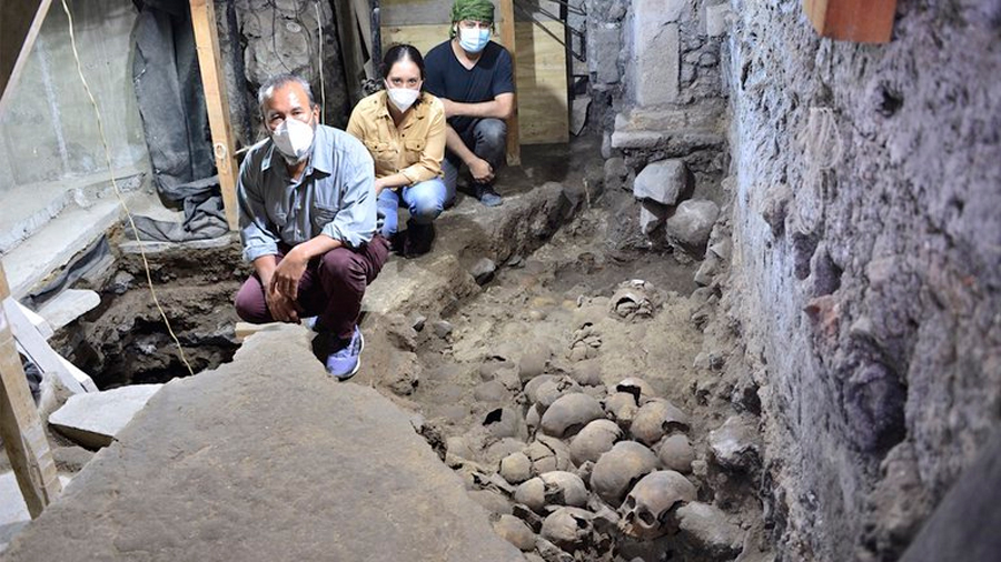 Hallazgo en las entrañas de Tenochtitlán: hallan 119 cráneos del Huei Tzompantli en el Templo Mayor