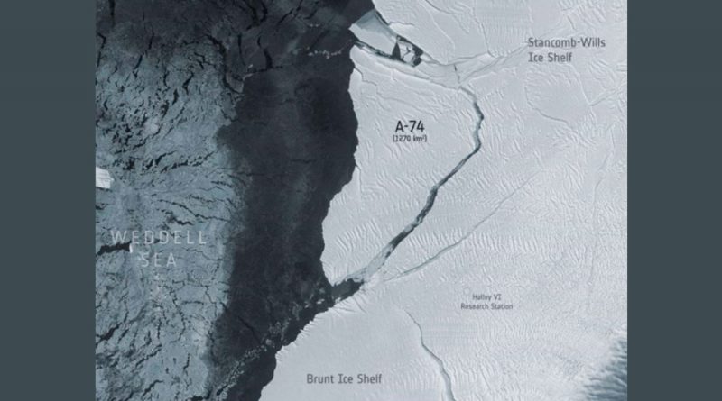 Imágenes de satélite captan el nuevo iceberg gigante A-74
