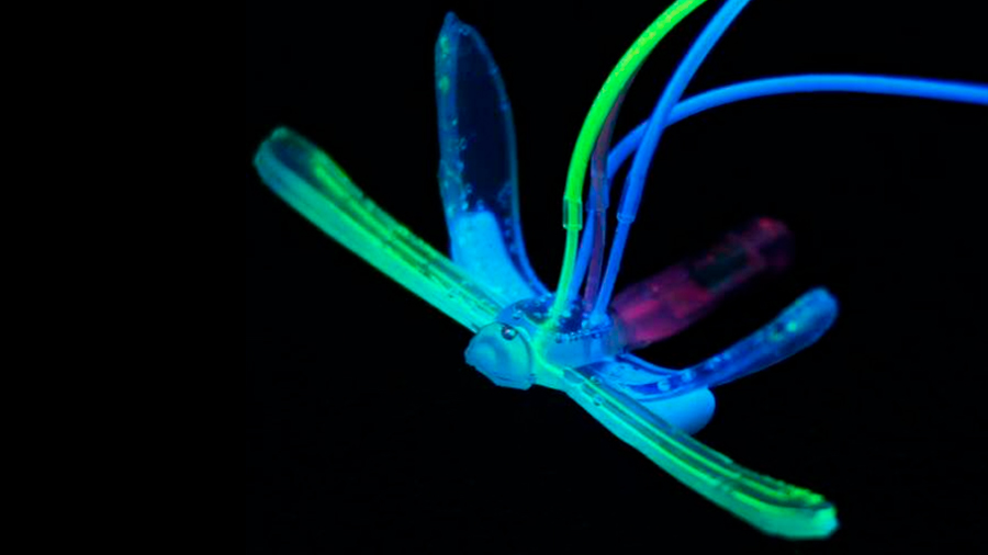 Crean un Robot acuático blando parecido a una libélula y sin electrónica