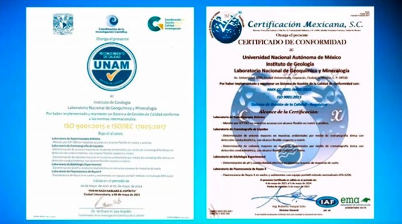 Obtiene laboratorio de la UNAM certificado internacional y reconocimiento de calidad