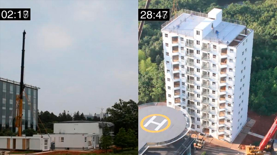 Un increíble vídeo nos muestra cómo en China construyen un edificio de 10 pisos en un día