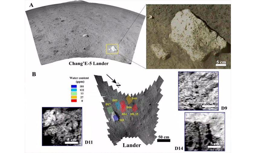 Una sonda china mide 120 gramos de agua por tonelada de suelo lunar