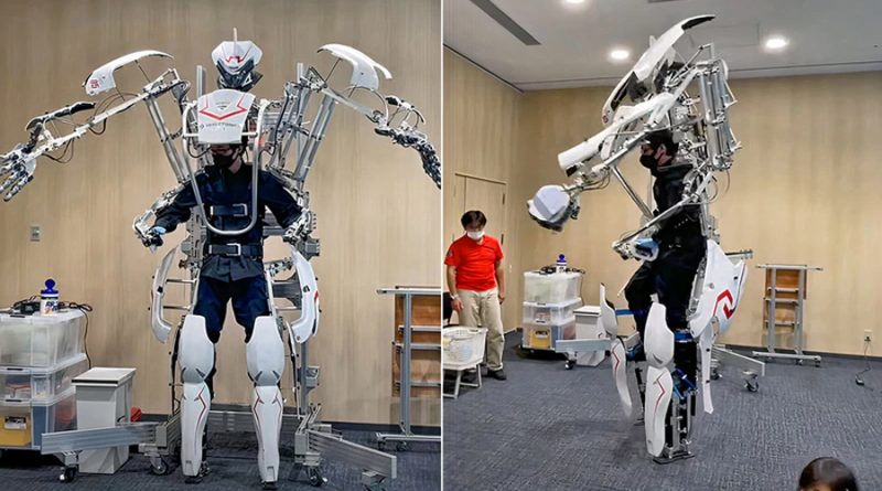 Un singular exoesqueleto te convierte en un robot de casi tres metros de altura