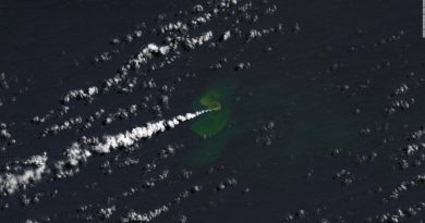 Aparece una pequeña isla en el océano Pacífico tras la erupción de un volcán submarino