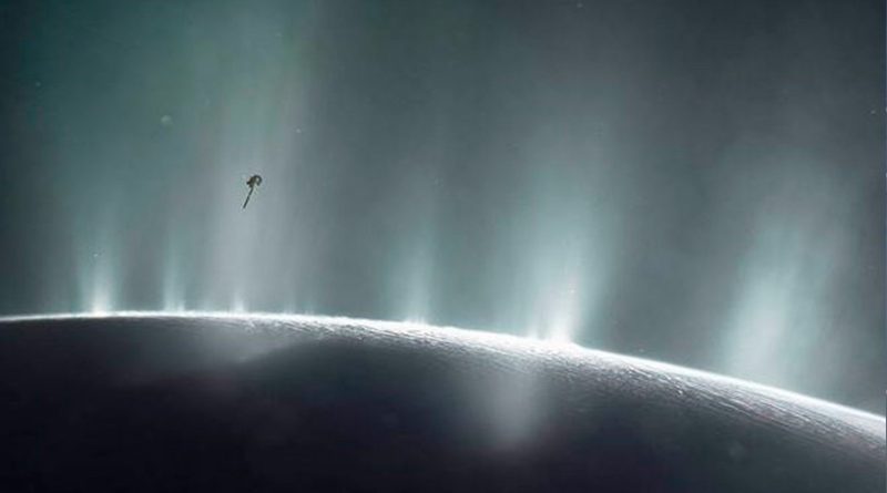 Webb capta una 'enorme columna' de vapor en la luna Encélado