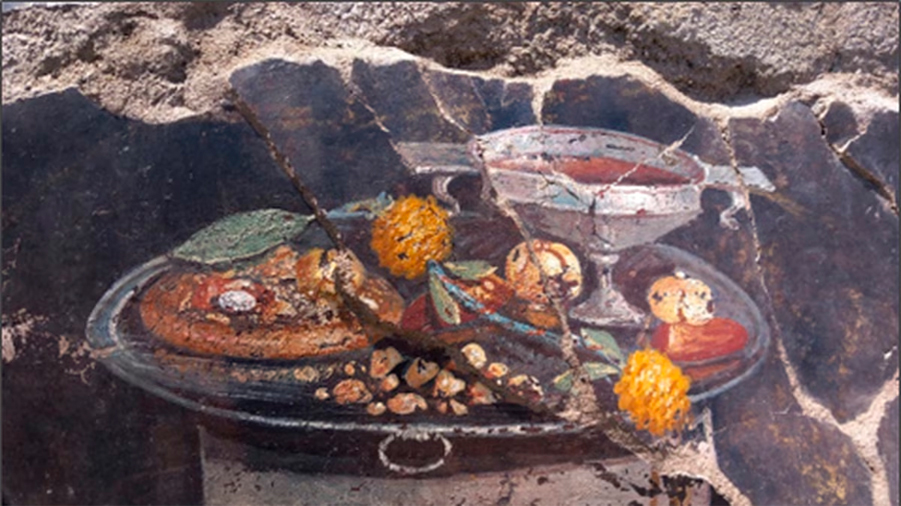 Descubren un antepasado de la pizza en un fresco en Pompeya de hace 2.000 años