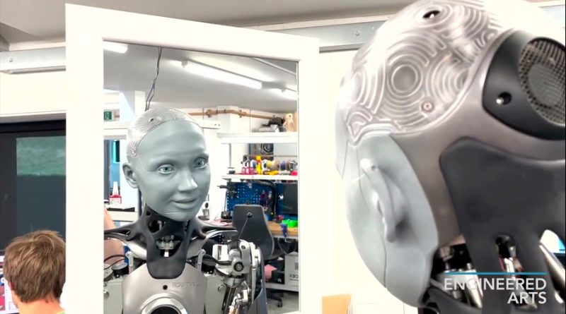Ameca, el robot impulsado por IA, se ve por primera vez en un espejo y estas fueron sus reacciones