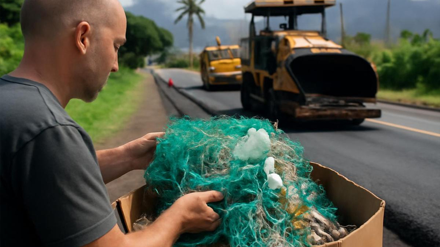 Hawái transforma plásticos marinos y redes de pesca en caminos sostenibles