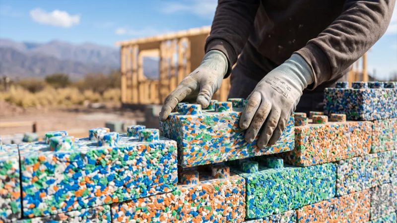 Ladrillos tipo Lego hechos de plástico reciclado: la tecnología que permite armar una casa en solo 5 días