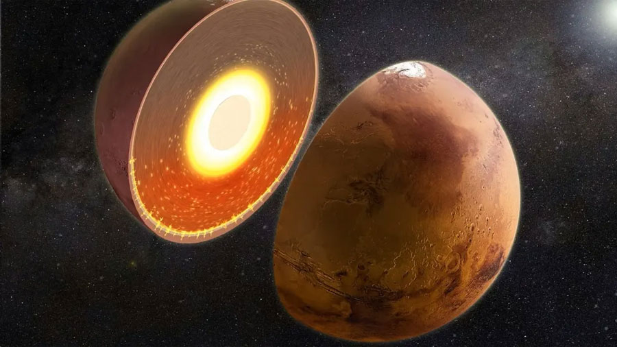 Descubren una enorme anomalía térmica bajo el hemisferio sur de Marte