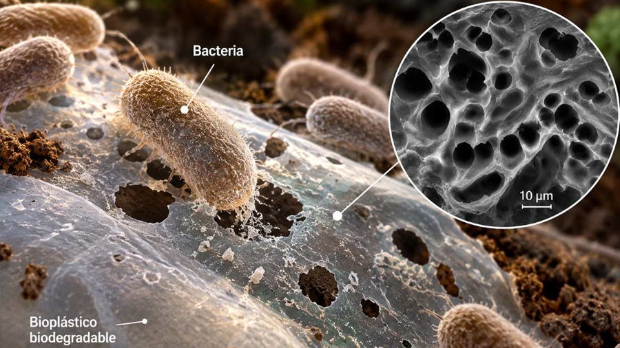 Investigadores alemanes descubren una enzima ‘Pac-Man’ que permite a bacterias perforar y devorar determinados bioplásticos