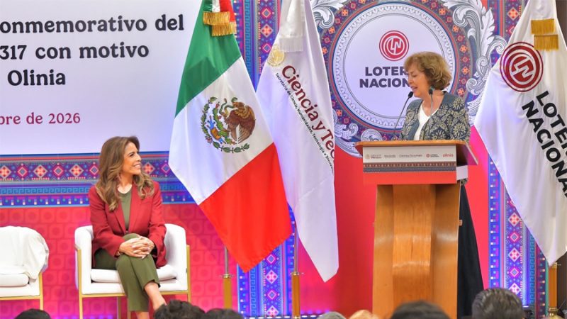 Develan billete de Lotería que reconoce al proyecto Olinia y las capacidades científicas de México